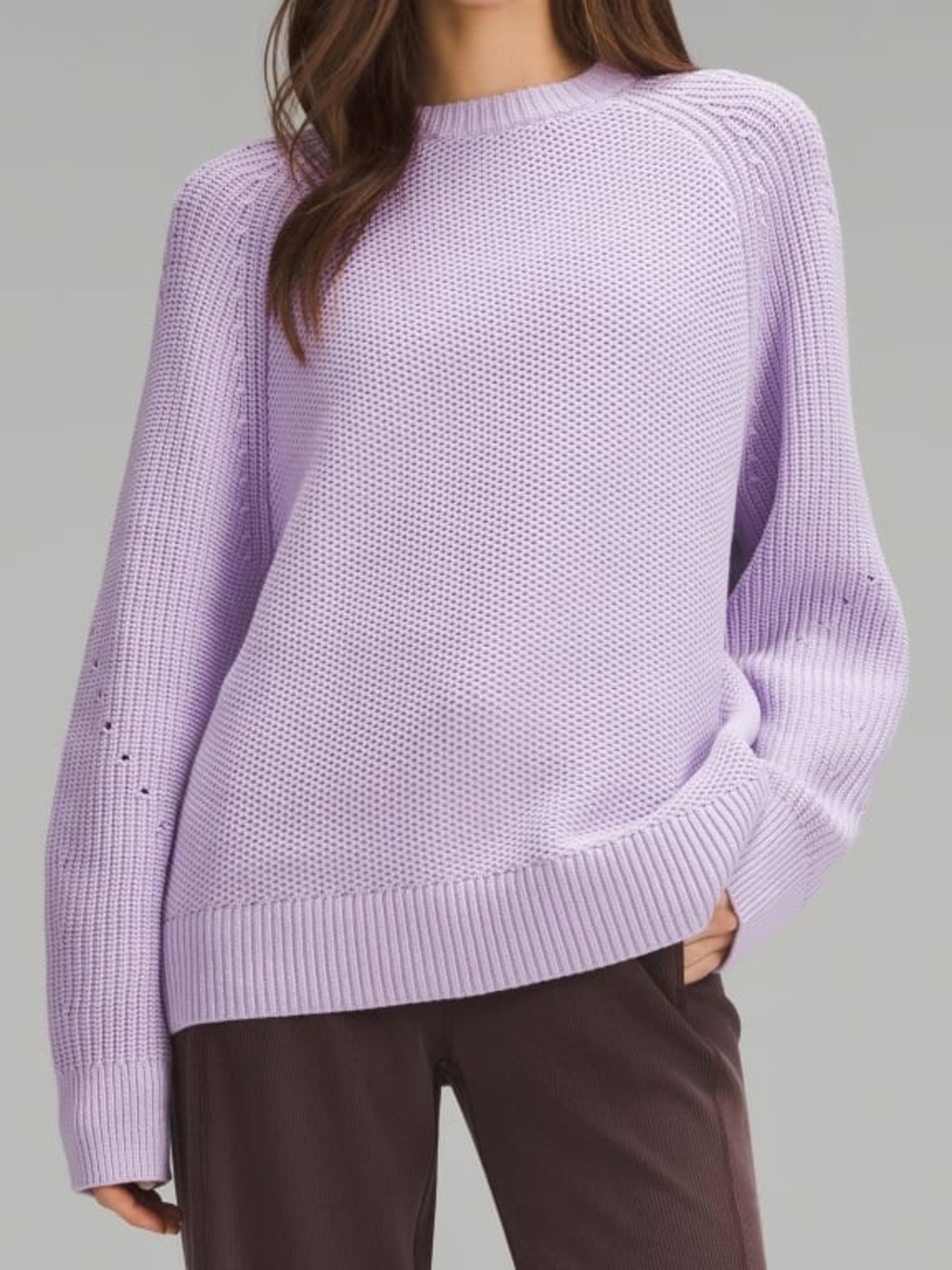 Lululemon Honeycomb Crewneck Sweater Medium Lilac Ether W3HEIS Knit Purple
